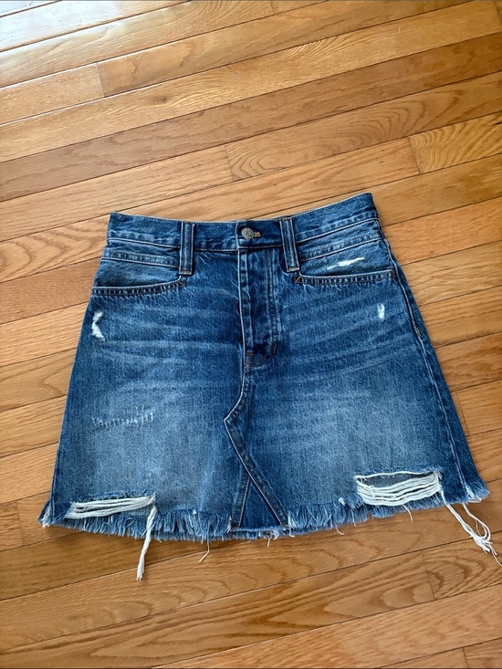 Madewell Dresses & Skirts - Madewell Distressed Dark Blue Denim Mini Skirt